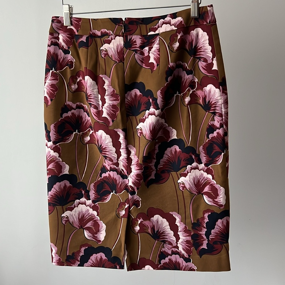 ANN TAYLOR knee length floral pencil skirt pink brown 6 - Picture 4 of 8